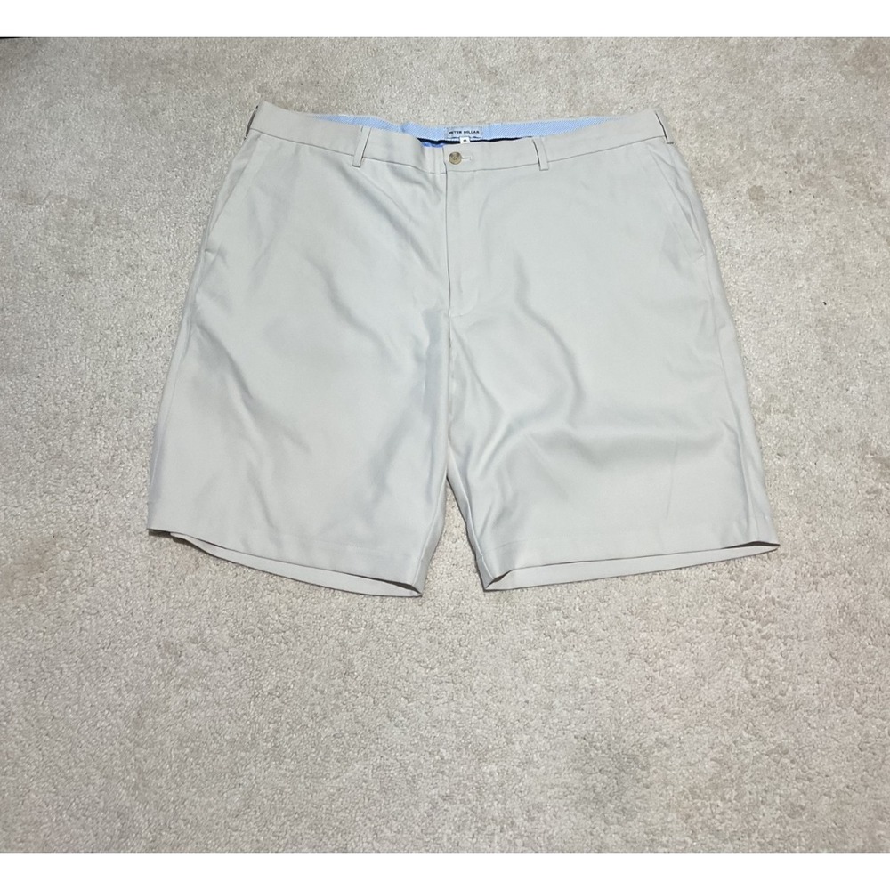 Peter Millar Shorts Mens 40 Khaki Performance Golf Stretch Lightweight Flat Fron